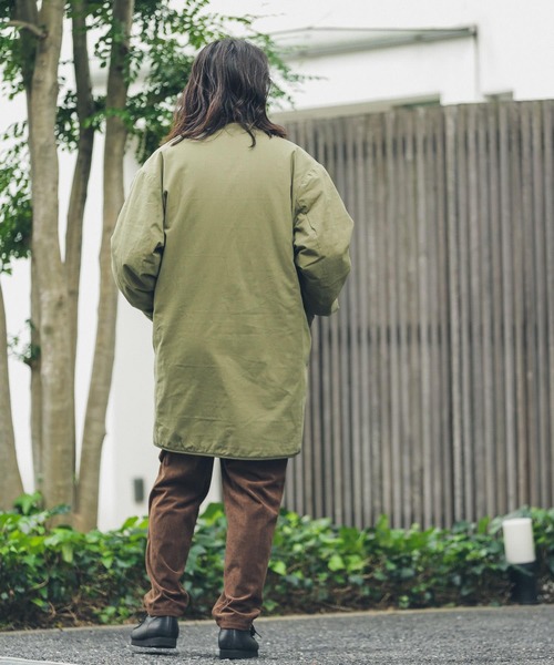 「ARMY TWILL」 ノーカラーコート MEDIUM カーキ メンズ_画像5