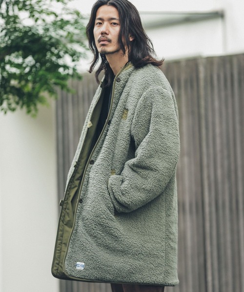 「ARMY TWILL」 ノーカラーコート MEDIUM カーキ メンズ_画像6