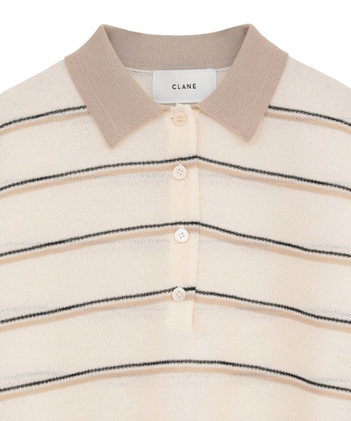 ニットポロシャツ　clane（クラネ） CLANE（クラネ） ニット セーター 「CLANE/クラネ」SPONGY SHEER POLO