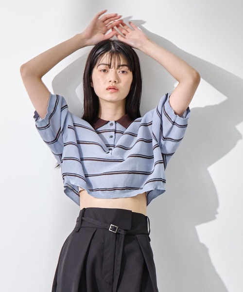 ニットポロシャツ　clane（クラネ） CLANE（クラネ） ニット セーター 「CLANE/クラネ」SPONGY SHEER POLO