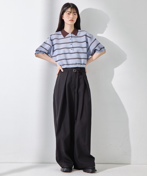 ニットポロシャツ　clane（クラネ） CLANE（クラネ） ニット セーター 「CLANE/クラネ」SPONGY SHEER POLO