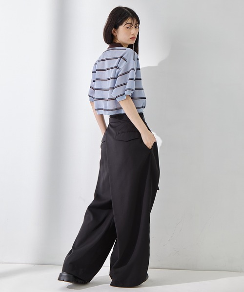 clane♡シアートップス CLANE - シアーリブニットカットソー | SHEER RIB KNIT TOPS (GREY