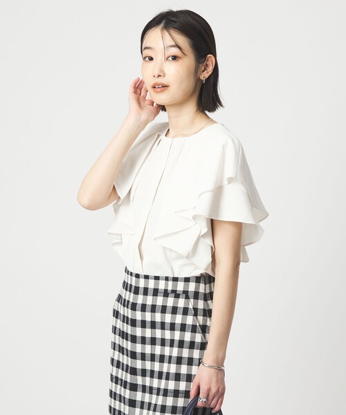 ブラウス シャツ Breeze Cool  ラッフル ブラウス マシンウォッシャブル 吸水速乾 通気性 UVカット レディースの画像