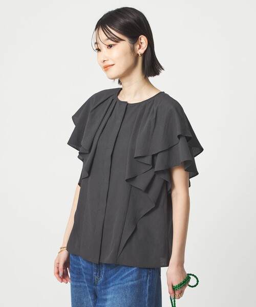 ブラウス シャツ Breeze Cool  ラッフル ブラウス マシンウォッシャブル 吸水速乾 通気性 UVカット レディースの画像