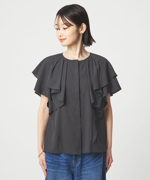 ブラウス シャツ Breeze Cool  ラッフル ブラウス マシンウォッシャブル 吸水速乾 通気性 UVカット レディースの画像