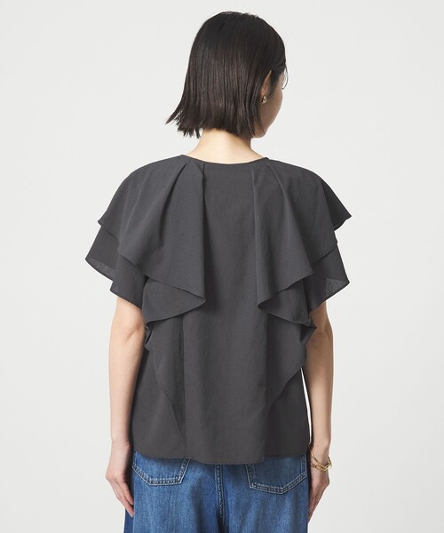 ブラウス シャツ Breeze Cool  ラッフル ブラウス マシンウォッシャブル 吸水速乾 通気性 UVカット レディースの画像