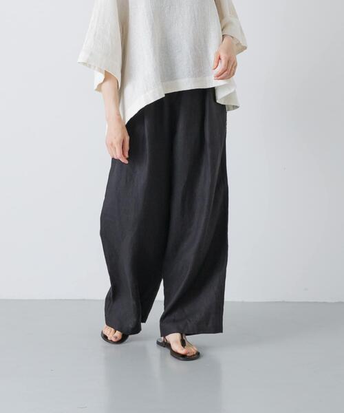 パンツ リネンストレートイージーパンツ レディースの画像