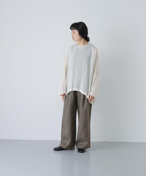 パンツ リネンストレートイージーパンツ レディースの画像
