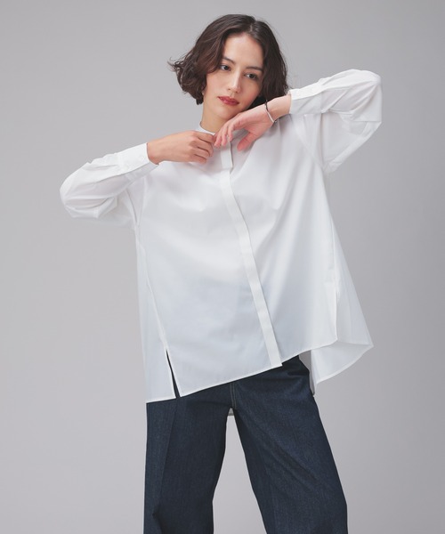 「GLACIER lusso」 長袖シャツ M ネイビー レディース_画像7
