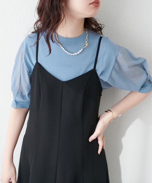 natural couture 「natural couture」 7分袖ニット FREE ラベンダー