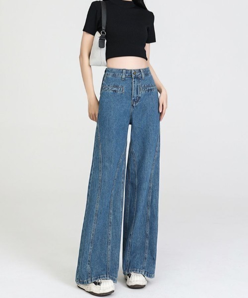 「FAVORITO」 デニムパンツ X-LARGE インディゴブルー レディース_画像4