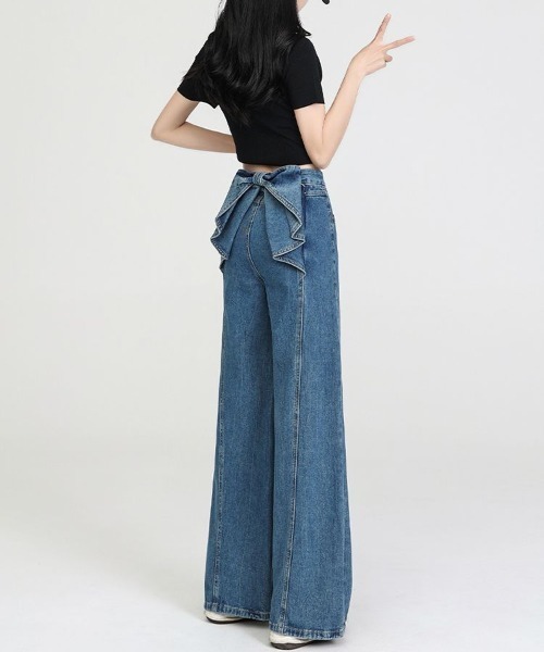 「FAVORITO」 デニムパンツ X-LARGE インディゴブルー レディース_画像8