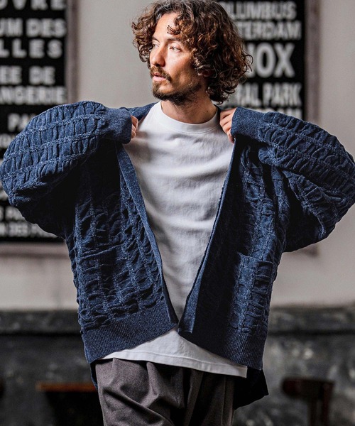 カーディガン mcg3835-Flexiguard Chenille Knit Cardigan ニットカーディガン(A71226cmb) メンズの画像