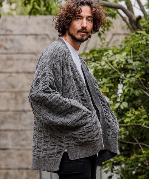 カーディガン mcg3835-Flexiguard Chenille Knit Cardigan ニットカーディガン(A71226cmb) メンズの画像