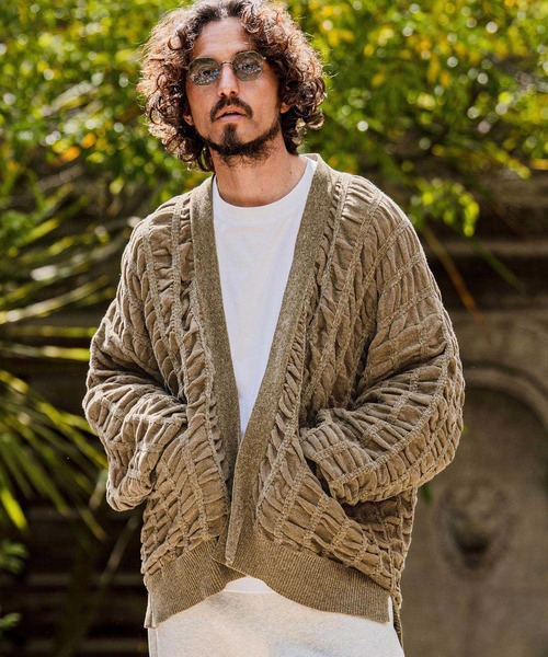 カーディガン mcg3835-Flexiguard Chenille Knit Cardigan ニットカーディガン(A71226cmb) メンズの画像