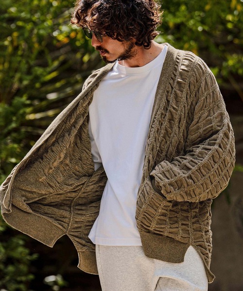 カーディガン mcg3835-Flexiguard Chenille Knit Cardigan ニットカーディガン(A71226cmb) メンズの画像