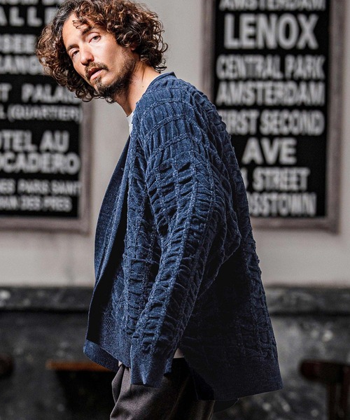 カーディガン mcg3835-Flexiguard Chenille Knit Cardigan ニットカーディガン(A71226cmb) メンズの画像