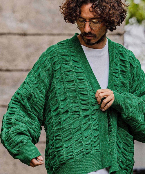 カーディガン mcg3835-Flexiguard Chenille Knit Cardigan ニットカーディガン(A71226cmb) メンズの画像