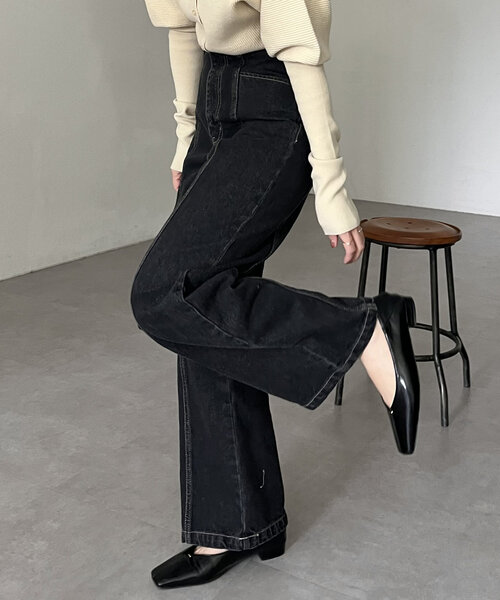 「CAPRICIEUX LE'MAGE」 デニムパンツ 38 ブラック レディース_画像6