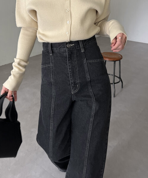 「CAPRICIEUX LE'MAGE」 デニムパンツ 38 ブラック レディース_画像9