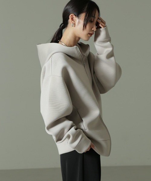 「NANO universe」 ジップアップパーカー LARGE ブラック レディース_画像7