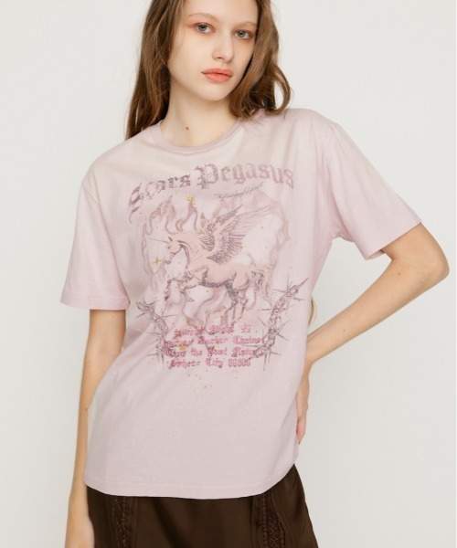 SLY（スライ） tシャツ 半袖 VINTAGE LIKE HORSE PRINT T/SH