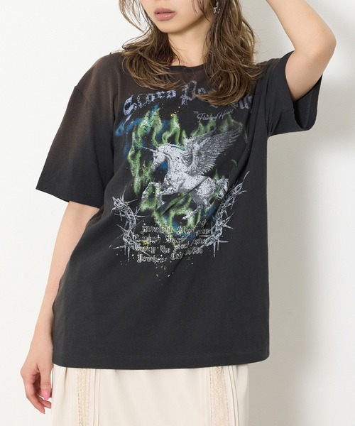 SLY（スライ） tシャツ 半袖 VINTAGE LIKE HORSE PRINT T/SH