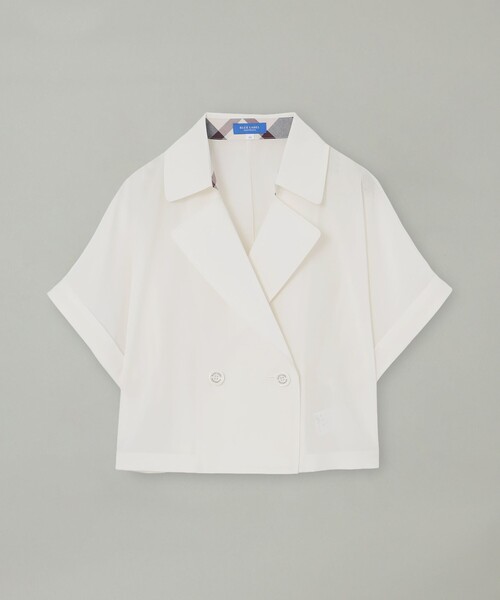 【接触冷感】【防シワ】シアーボイルショートジャケット BLUE LABEL CRESTBRIDGE（ブルーレーベルクレストブリッジ） ブラウス