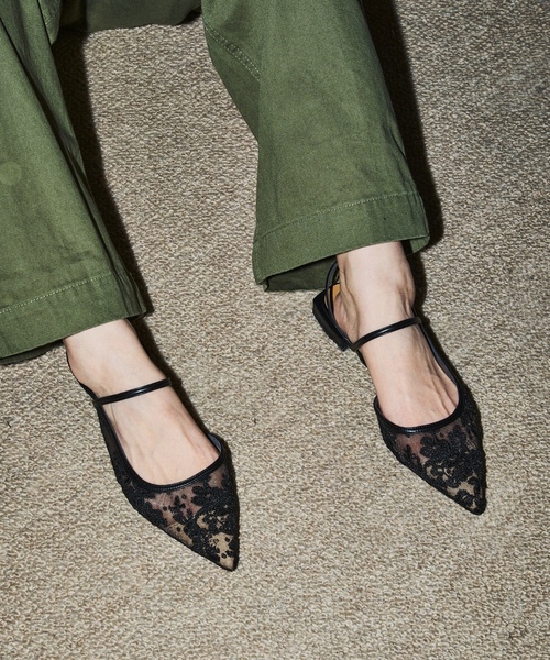 「LE TALON」 フラットサンダル 23cm ブラック×ブラック レディース_画像3