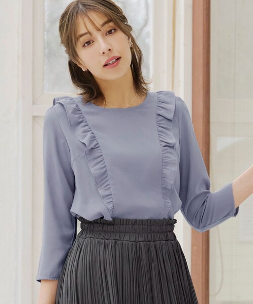 「Tiaclasse」 7分袖ブラウス X-LARGE ライトグレー レディース_画像8