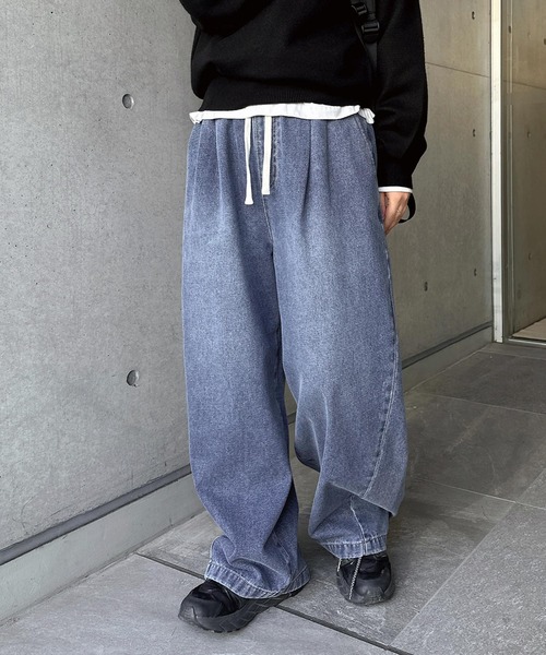 「andme」 デニムパンツ L オフホワイト レディース_画像4