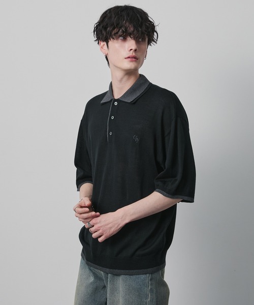 「CIYOT」 半袖ニット L ネイビー メンズ_画像5