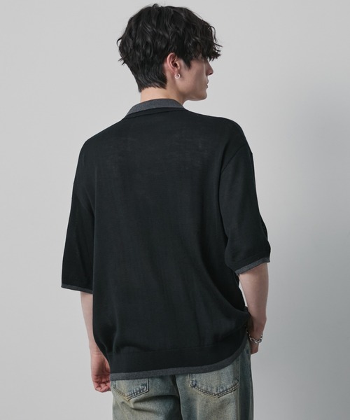 「CIYOT」 半袖ニット L ネイビー メンズ_画像6