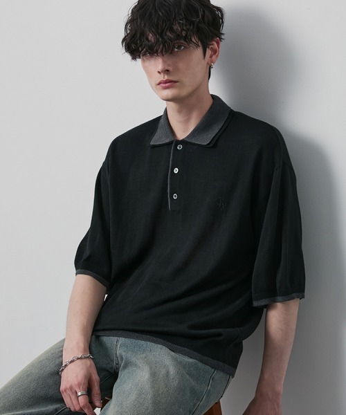 「CIYOT」 半袖ニット L ネイビー メンズ_画像8