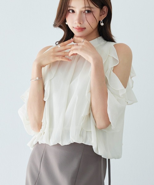 「SAISON DE PAPILLON」 7分袖ブラウス M アイボリー レディース_画像3