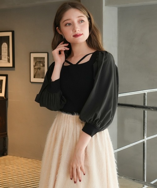 「ASTORIA ODIER」 半袖ニット MEDIUM ブラック レディース_画像3