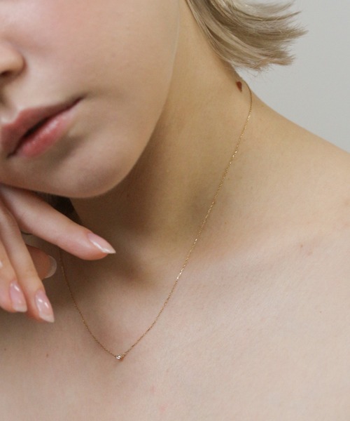 ネックレス 一石 ダイヤモンド 0.05ct ネックレス | K10YG レディースの画像