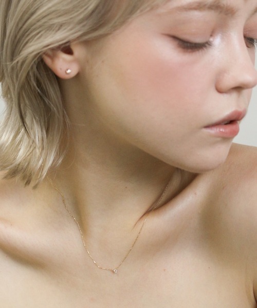 ネックレス 一石 ダイヤモンド 0.05ct ネックレス | K10YG レディースの画像