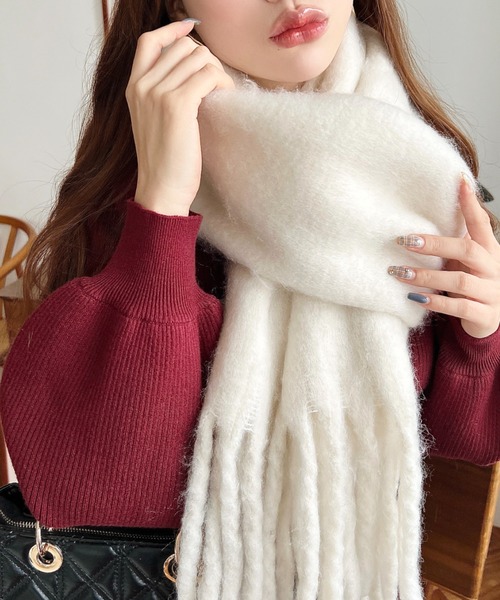 マフラー ストール 「5年連続販売枚数1位」「累計販売枚数22万枚突破！」「34色展開」ボリュームフリンジマフラー レディース | moment+ | 44