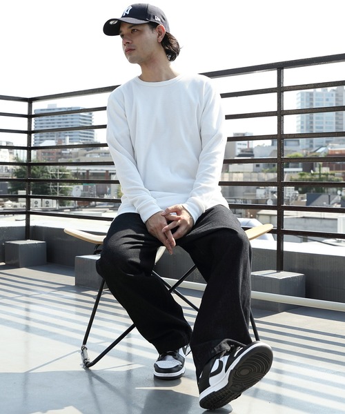   JEANS モノグラムワッフルロングTシャツ 海外限定 2点でさらに10％OFF】スリムワッフルロングスリーブTシャツ