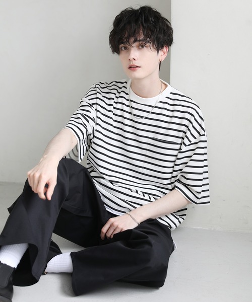 tシャツ 「2点セット」梨地ポケット付きクルービッグTシャツ＆ロングタンクトップアンサンブルセット メンズ レディース | ブランド登録なし | 27