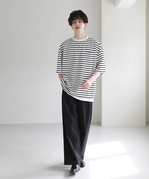 tシャツ 「2点セット」梨地ポケット付きクルービッグTシャツ＆ロングタンクトップアンサンブルセット メンズ レディース | ブランド登録なし | 28