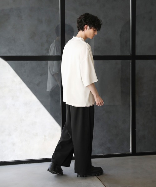 tシャツ 「2点セット」梨地ポケット付きクルービッグTシャツ＆ロングタンクトップアンサンブルセット メンズ レディース | ブランド登録なし | 21