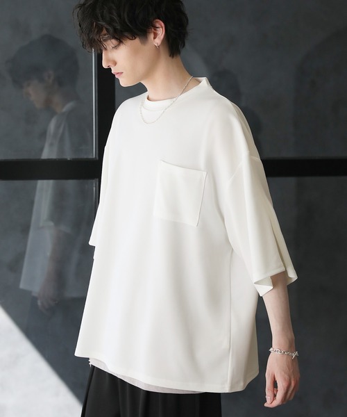 tシャツ 「2点セット」梨地ポケット付きクルービッグTシャツ＆ロングタンクトップアンサンブルセット メンズ レディース | ブランド登録なし | 12