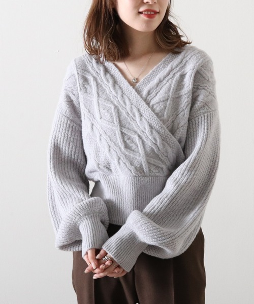 ンムードを ニット - 通販 - PayPayモール カシュクールケーブルニット ZOZOTOWN PayPayモール店 やわらかく