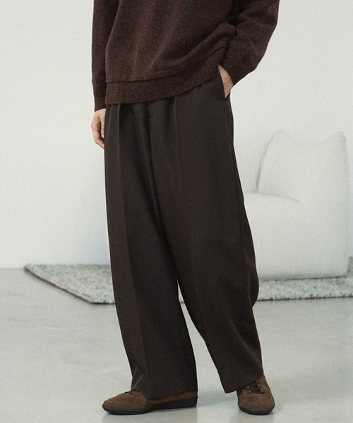 WYM LIDNM スラックス HIGH TWISTED GABA WIDE TUCK SLACKS メンズ