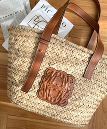 moment+ かごバッグ カゴバッグ レザーモチーフロゴバスケットバッグ