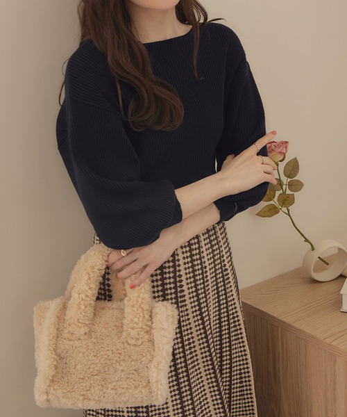 ニット セーター パフスリーブリブニット レディース : ZOZOTOWN