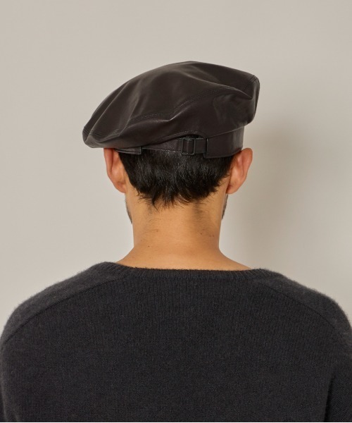 ブラック ベレー帽 本革 Arth arth（アース） 帽子 ベレー帽 arth Leather Beret / アース メンズ