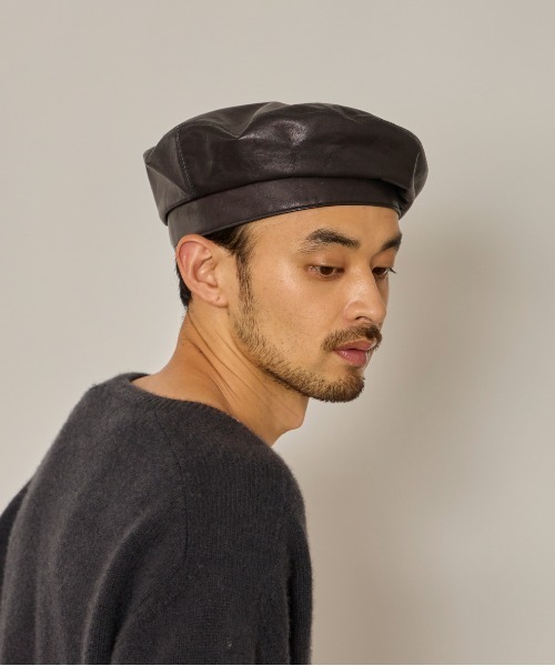 arth（アース） 帽子 ベレー帽 arth Leather Beret / アース メンズ